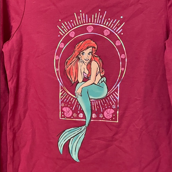 Disney/jumping beans NWT Sz 10 Ariel Long Sleeve Tee iridescent Pink mermaid - Picture 3 of 7